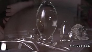 Exposed ass slave gets anal stretched