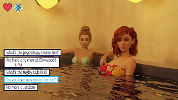 Elmwood university #11 brunette college cheerleader gets fucked hard in the hot tub while her friends watches