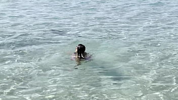 Monika fox swims in the caribbean sea and poses naked on the reefs free