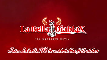 Double view of hot latina mistress using a human toilet