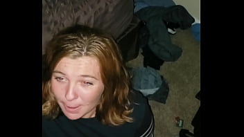 White babe struggles deepthroating latino