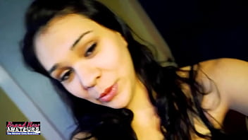 Skinny brunette coed sabrina sucks a cock and swallows the cumshot