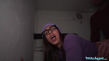 Public agent brunette in glasses deepthroating a cucumber and a big dick Public agent brunette in glasses deepthroating a cucumber and a big dick