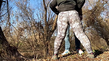 Hot mommy milf peeing while her stepson shoves cock down her throat