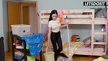 Skinny russian maid analyzed by bbc hostel guest letsdoeit