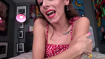 Brunette chick swallows big boner