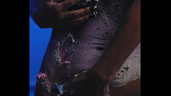 Messy food birthday cake girl