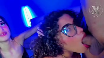 Wild sex orgy with two colored and two white whores