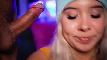 Beautiful colombian blonde uses her naughty mouth to satisfy her boyfriend's cock