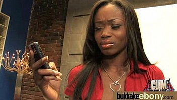 Ebony gets group cumshots 5