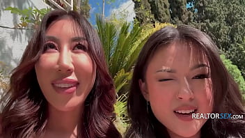 Sexy asian duo plot to lure cute real estate stud at his workplace