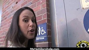 Black chick blows & fucks cock on a naughty gloryhole 12