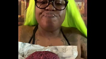 Purple bun lime green hair and my bikini halloween is coming