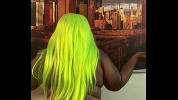 Purple bun lime green hair and my bikini halloween is coming