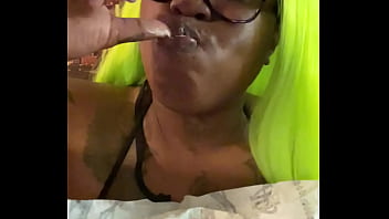 Purple bun lime green hair and my bikini halloween is coming