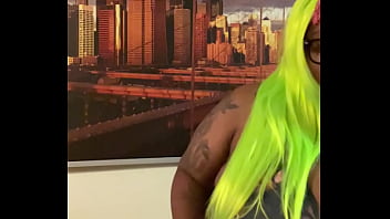 Purple bun lime green hair and my bikini halloween is coming