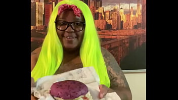 Purple bun lime green hair and my bikini halloween is coming