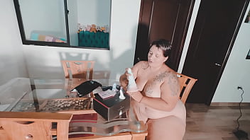 My step sister's boyfriend fucks me very hard in the dining room with a mrlsexdoll dildo