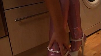 Cate's round ass stuffed in tight pvc panties