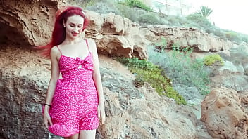 Ariel ortiz walks through a cove gets very horny and begins to masturbate publicly in the street