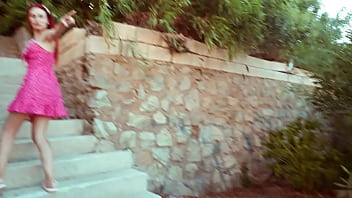 Ariel ortiz walks through a cove gets very horny and begins to masturbate publicly in the street