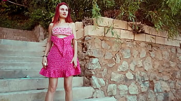 Ariel ortiz walks through a cove gets very horny and begins to masturbate publicly in the street