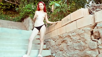 Ariel ortiz walks through a cove gets very horny and begins to masturbate publicly in the street