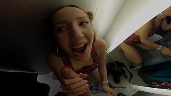 Risky fuck in the dressing room cumshot in mouth