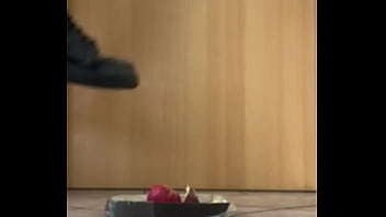 Crushing and stomping a apple