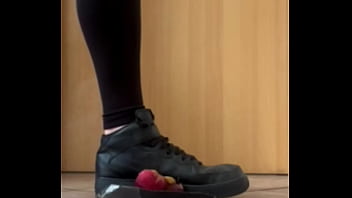 Crushing and stomping a apple