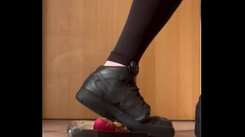 Crushing and stomping a apple