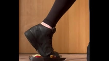 Crushing and stomping a apple