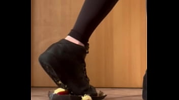 Crushing and stomping a apple