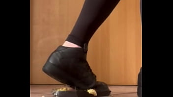 Crushing and stomping a apple