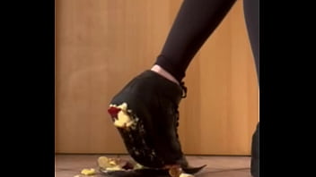 Crushing and stomping a apple