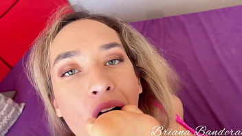 Blonde in very sexy lingerie puts her fist in her pussy to masturbate after sucking her feet