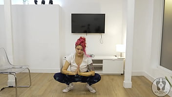 4k yoga training warmup jumping jacks skipping rope big tits