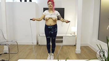 4k yoga training warmup jumping jacks skipping rope big tits