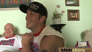 Ebony babe sucks too many white cocks 7