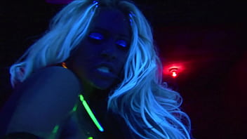 Lesbian party sex with glowing sex toys