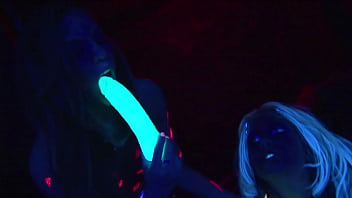 Lesbian party sex with glowing sex toys