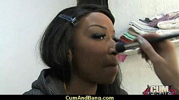 Black ho sucks on white dicks in a group blowjob 27