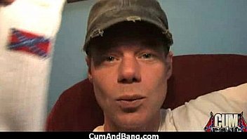 Ebony chick fucked hard in group sex action 9