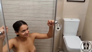 Desperate latina pees in the shower and gets a hot piss