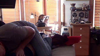 Brunette likes her men to pull their cock out of their jeans and just pound her