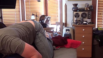 Brunette likes her men to pull their cock out of their jeans and just pound her