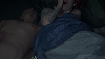 Step mom’s secret masturbation in share tent turns taboo fuck