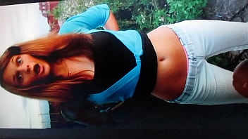 Big cumshot on girl with open mouthed a lot of sperm