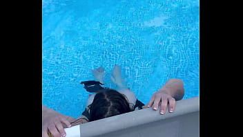 Titty action in the pool