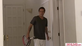 Blonde milf natasha talonz wants her friend to video her fucking her tennis coach alan stafford alan grabs her big tits then fucks her shaved pussy